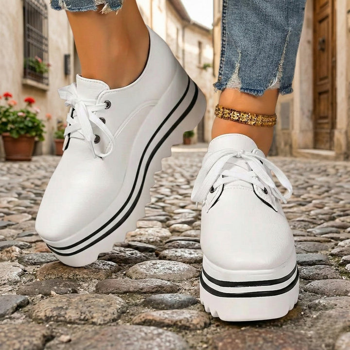 Women's Orthopedic Platform Lace-Up Oxford Boots - White