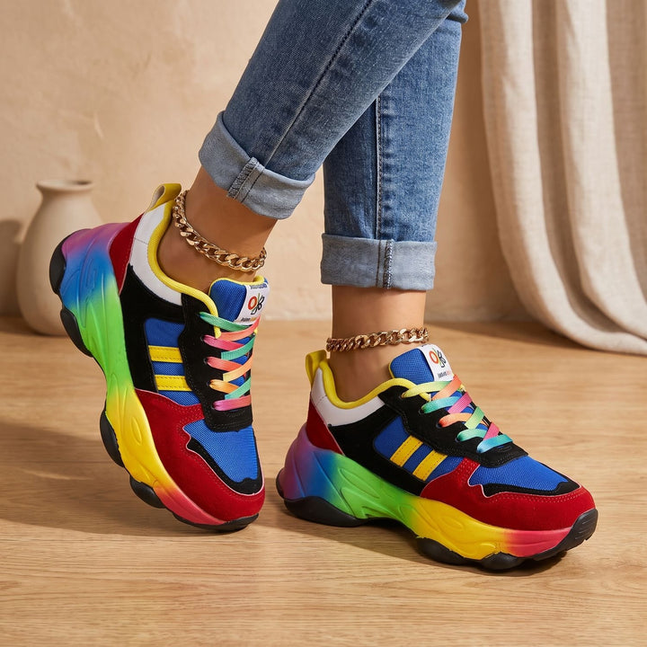 Women's Orthopedic Rainbow Chunky Lace-Up Sneakers