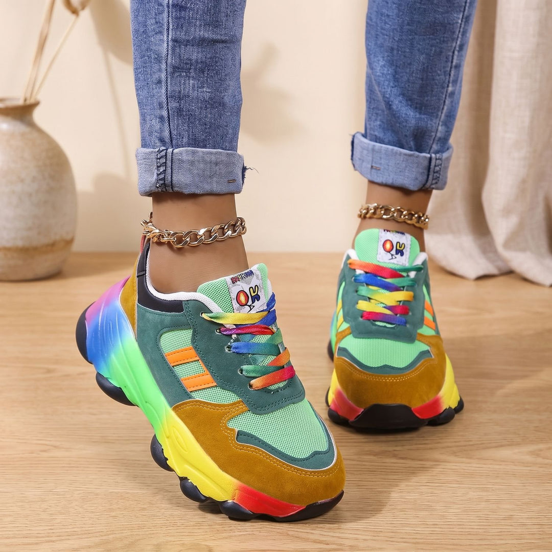 Women's Orthopedic Rainbow Chunky Lace-Up Sneakers