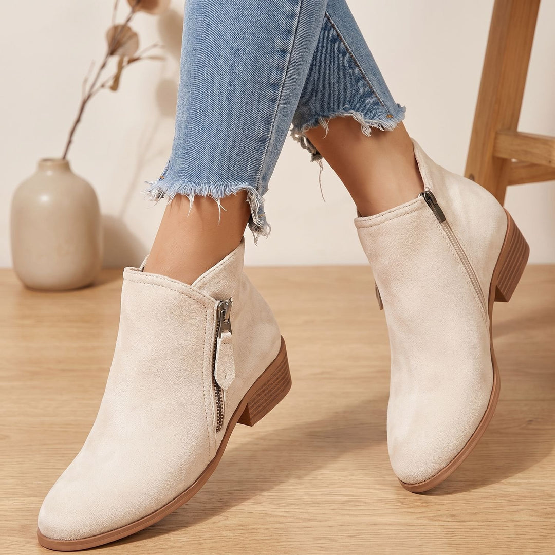Women's Orthopedic Side-Zip Block-Heel Suede Ankle Boots