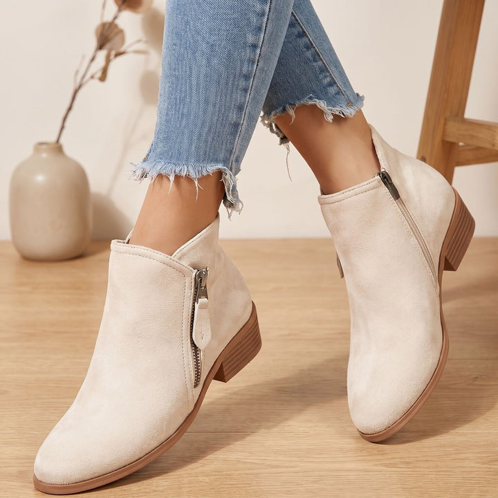 Women's Orthopedic Side-Zip Block-Heel Suede Ankle Boots