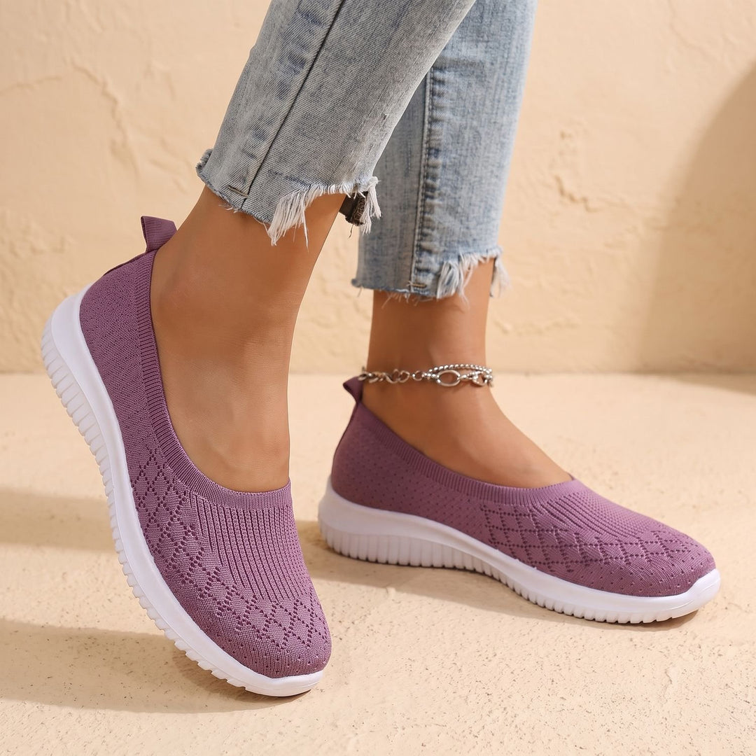 Women's Orthopedic Slip-On Knit Sneakers Cushioned Walking Shoes - Purple