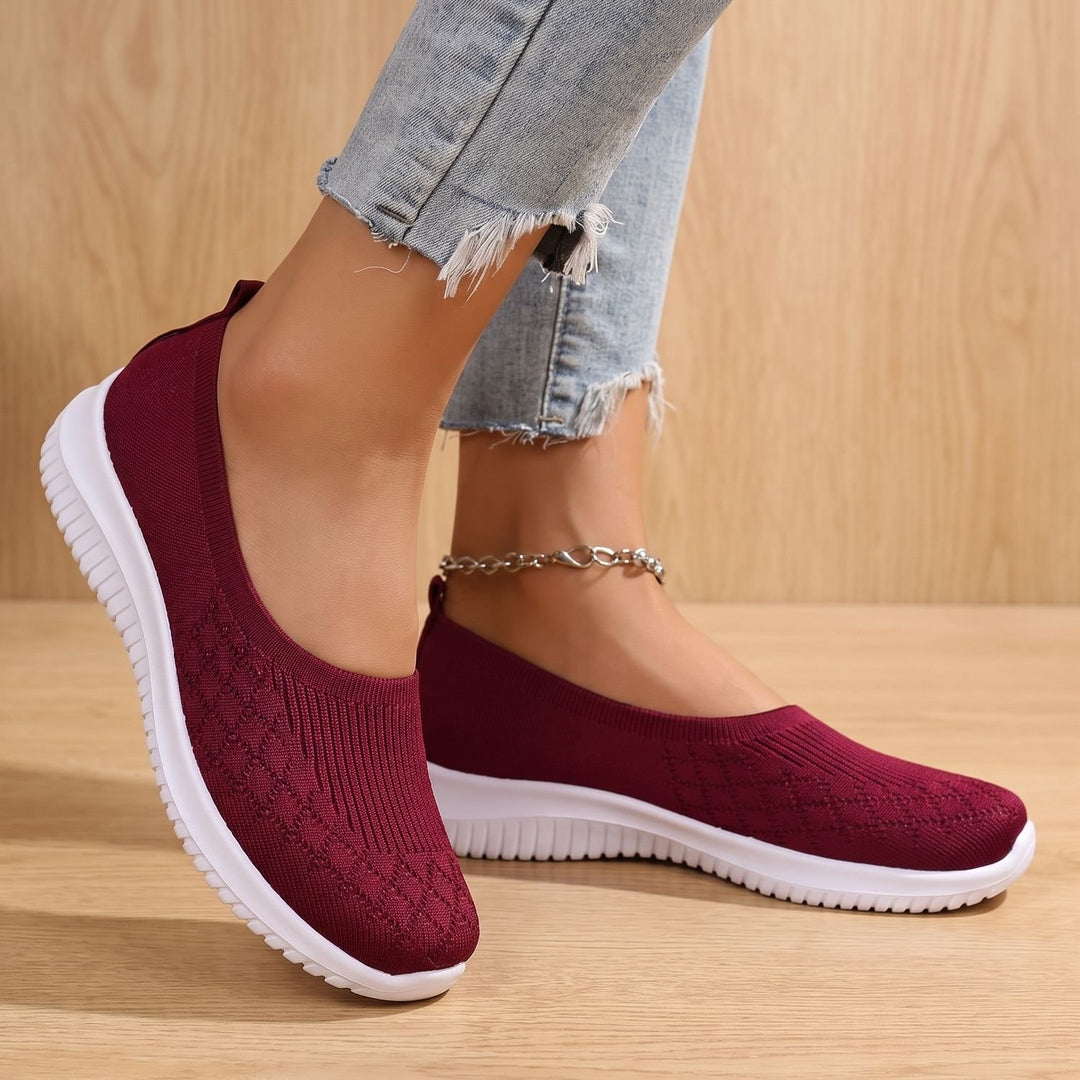 Women's Orthopedic Slip-On Knit Sneakers Cushioned Walking Shoes - Red
