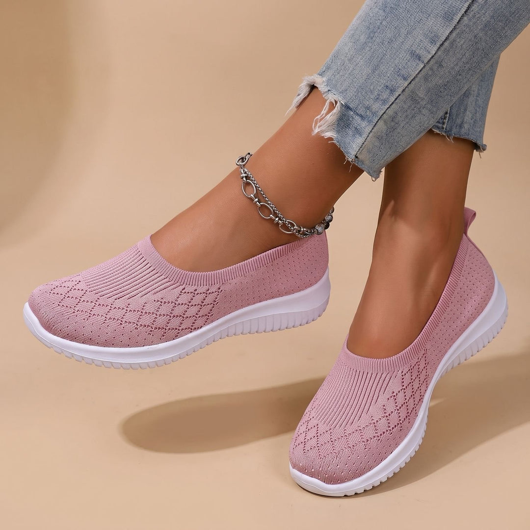 Women's Orthopedic Slip-On Knit Sneakers Cushioned Walking Shoes - Pink