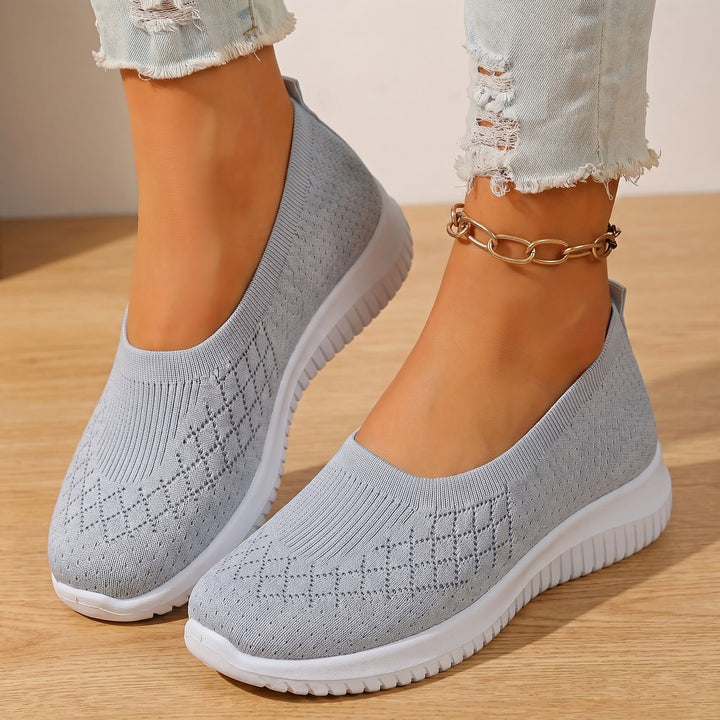 Women's Orthopedic Slip-On Knit Sneakers Cushioned Walking Shoes - Gray