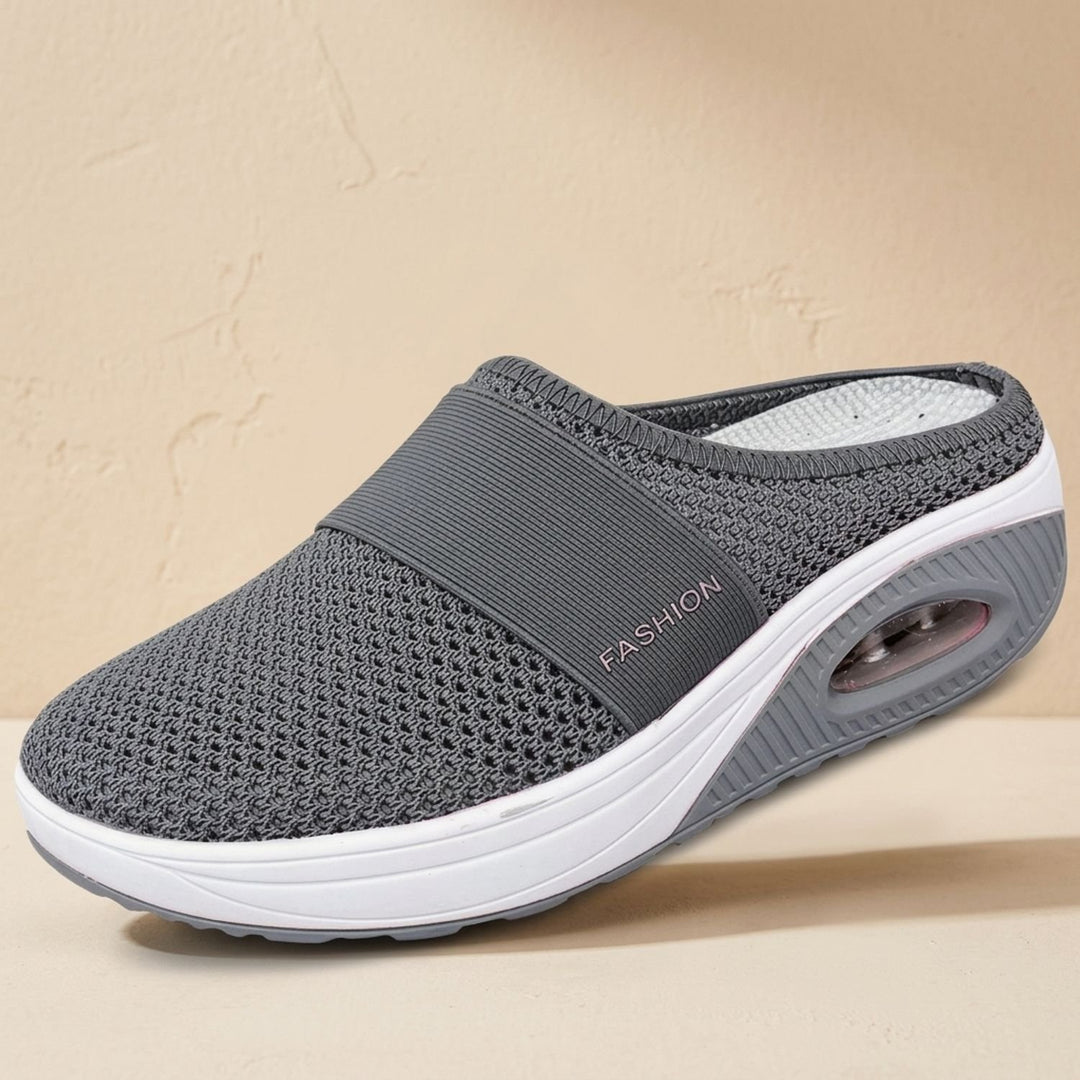 Women's Orthopedic Slip-On Mesh Sneakers Air-Cushion Sole - Dark Gray