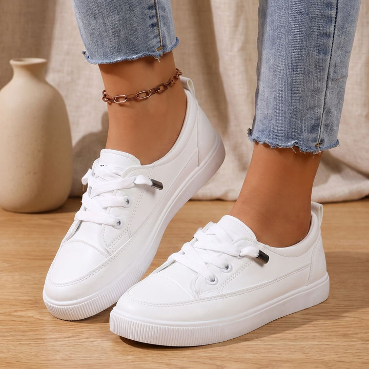 Women's Orthopedic Sneakers Lace-Up Faux Leather Flat Shoes