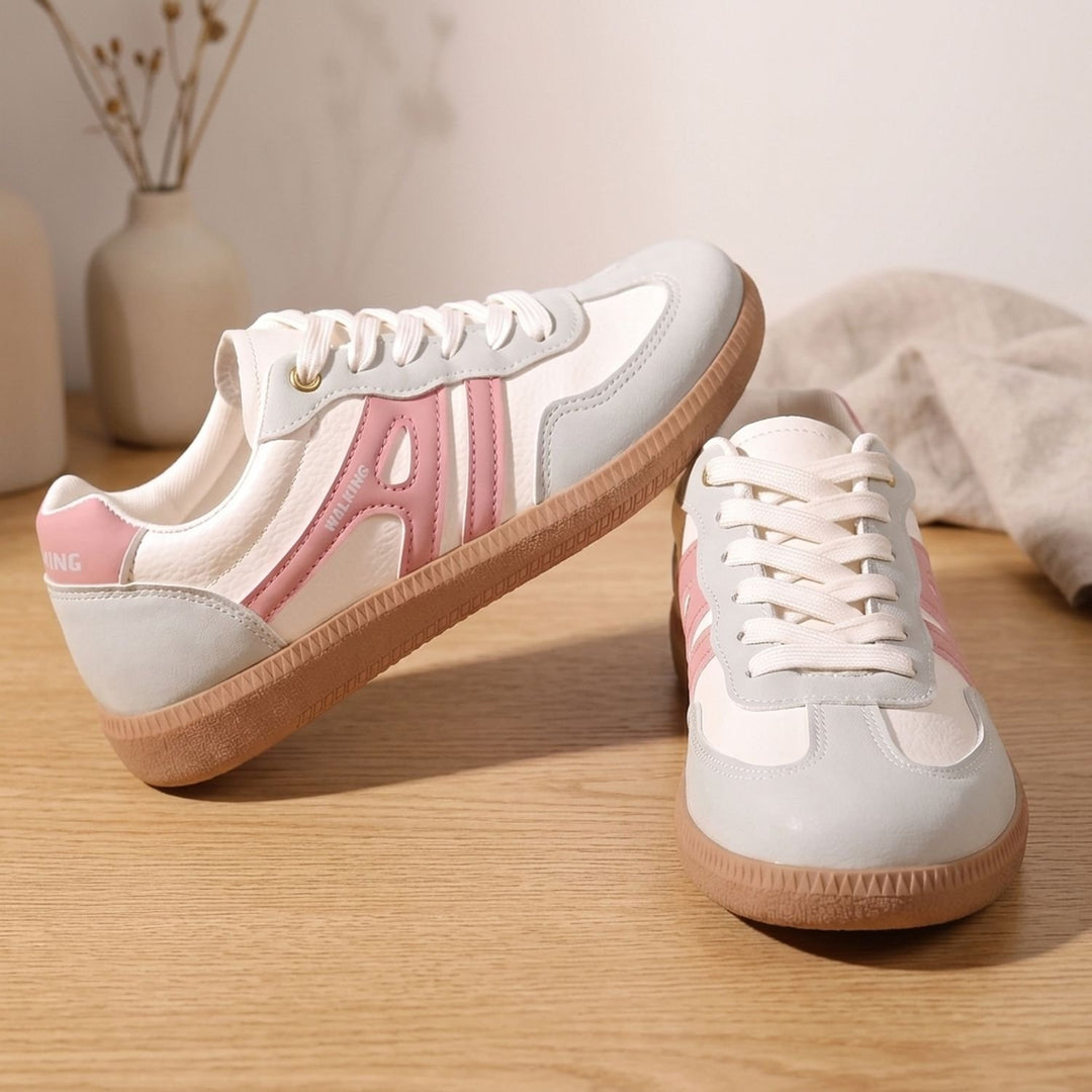 Women's Orthopedic Sneakers Lace-Up Height-Boosting Retro Court Shoes - Gray