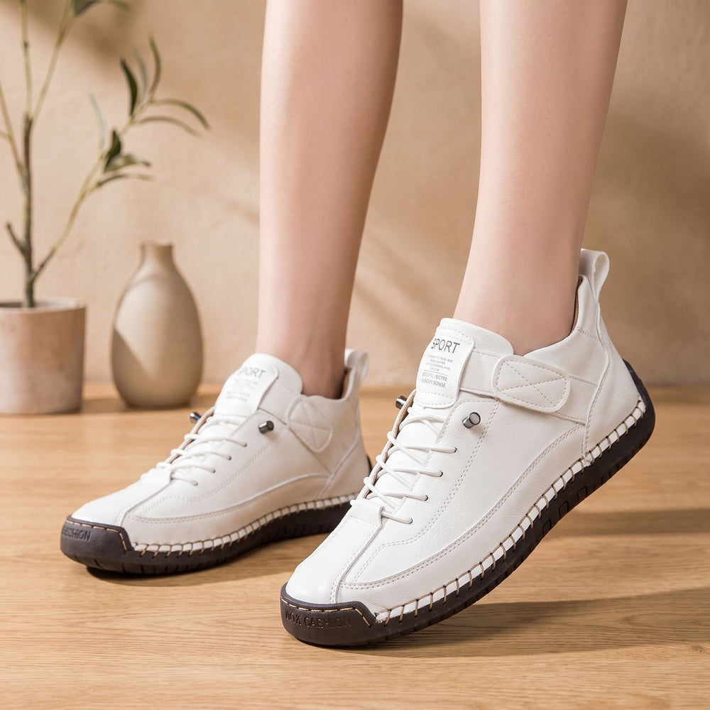 Women's Orthopedic Sneakers Wide-Toe Arch-Support Lace-Up Shoes - White
