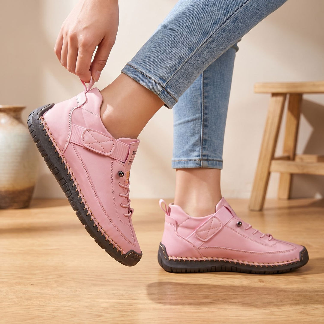 Women's Orthopedic Sneakers Wide-Toe Arch-Support Lace-Up Shoes - Pink