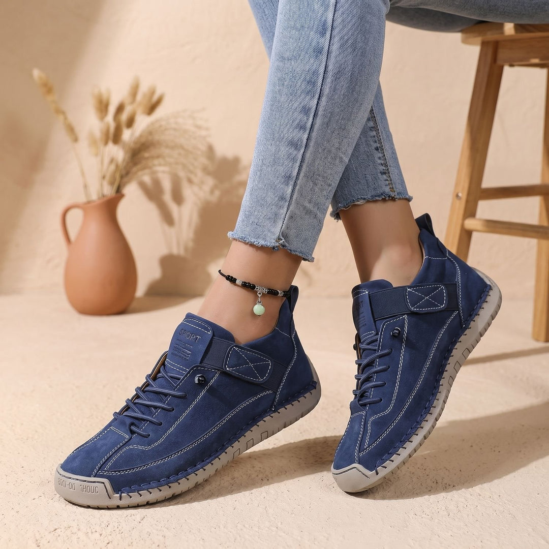 Women's Orthopedic Sneakers Wide-Toe Arch-Support Lace-Up Shoes - Blue