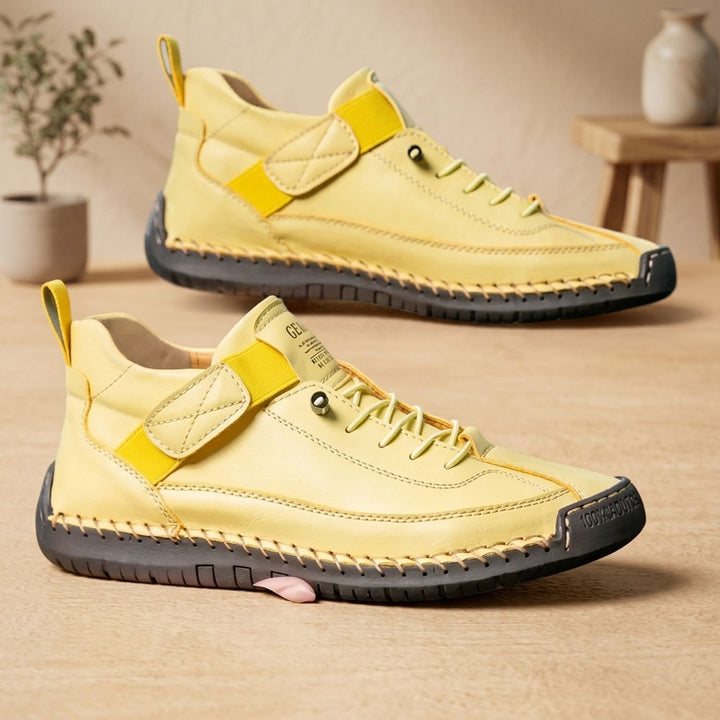 Women's Orthopedic Sneakers Wide-Toe Arch-Support Lace-Up Shoes - Yellow