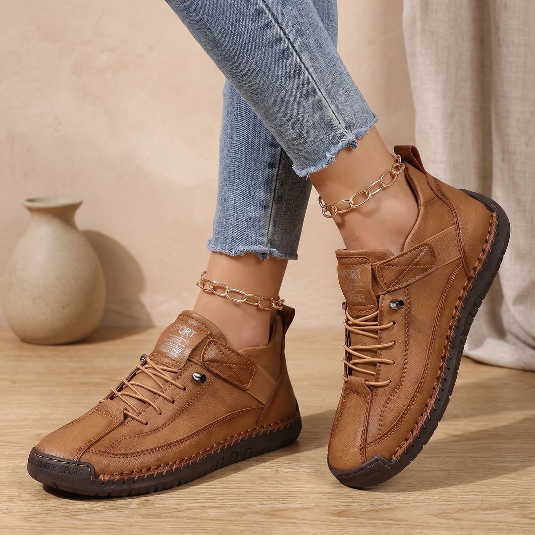 Women's Orthopedic Sneakers Wide-Toe Arch-Support Lace-Up Shoes - Brown