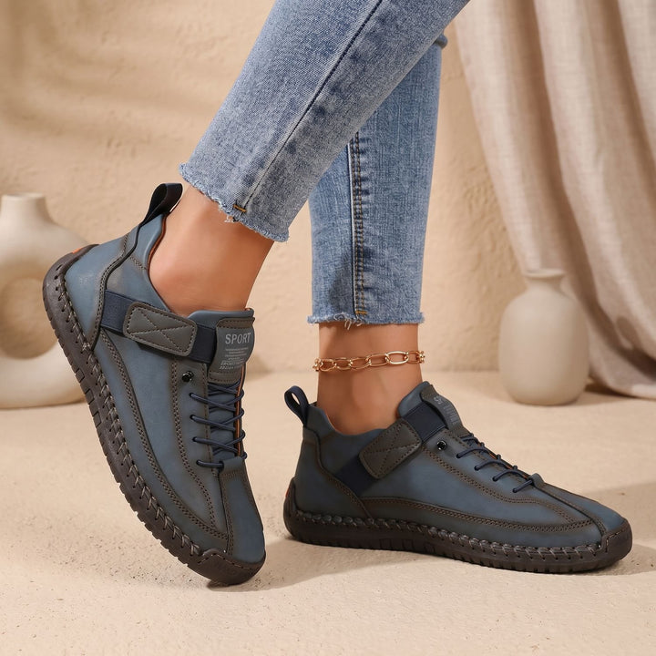 Women's Orthopedic Sneakers Wide-Toe Arch-Support Lace-Up Shoes - Dark Blue