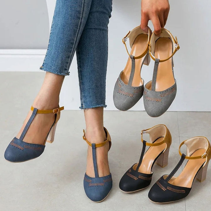 Women's Orthopedic T-Strap Block Heeled Shoes