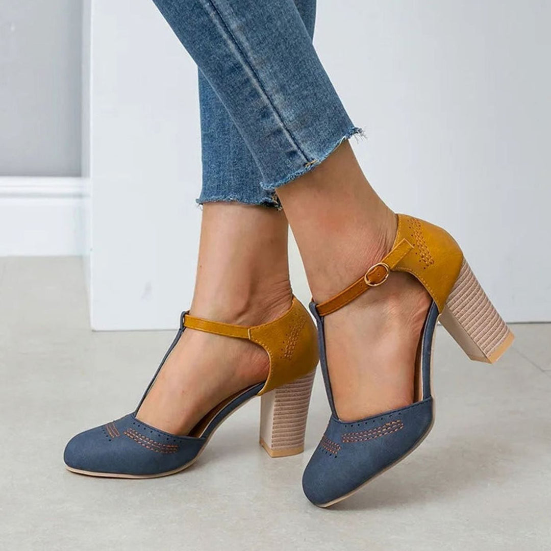 Women's Orthopedic T-Strap Block Heeled Shoes