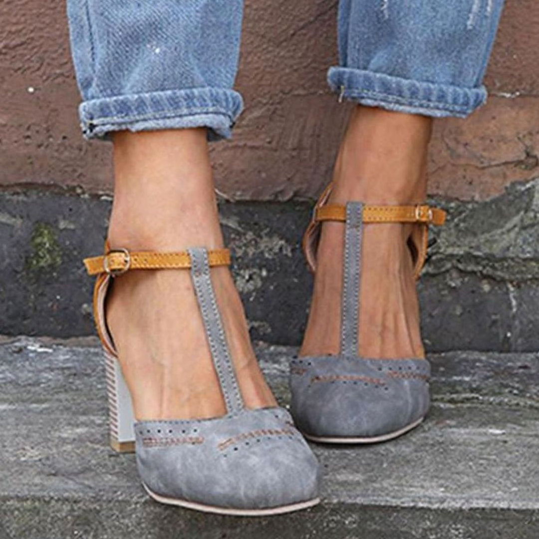 Women's Orthopedic T-Strap Block Heeled Shoes