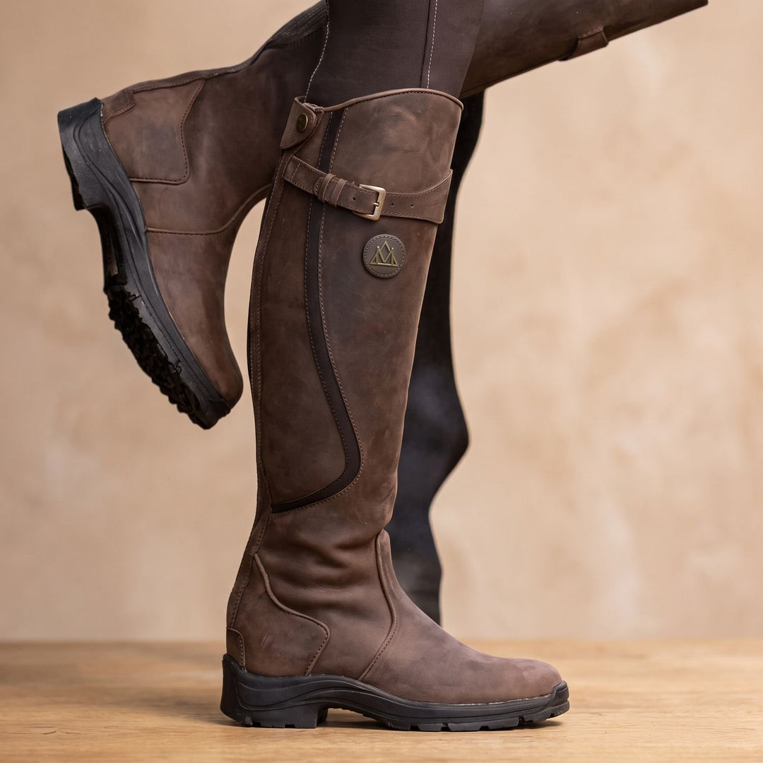 Women's Orthopedic Tall Riding Buckle-Strap Boots - Dark Brown