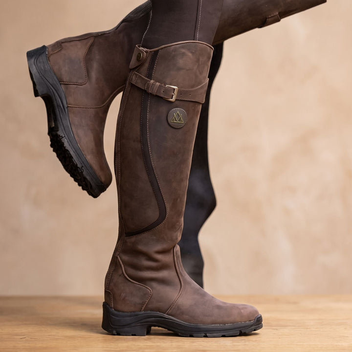 Women's Orthopedic Tall Riding Buckle-Strap Boots - Dark Brown