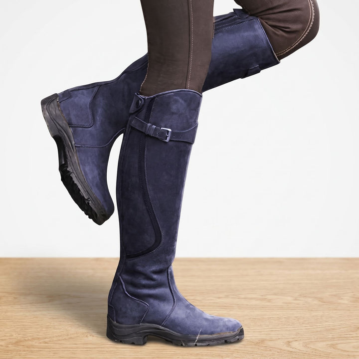 Women's Orthopedic Tall Riding Buckle-Strap Boots - Blue