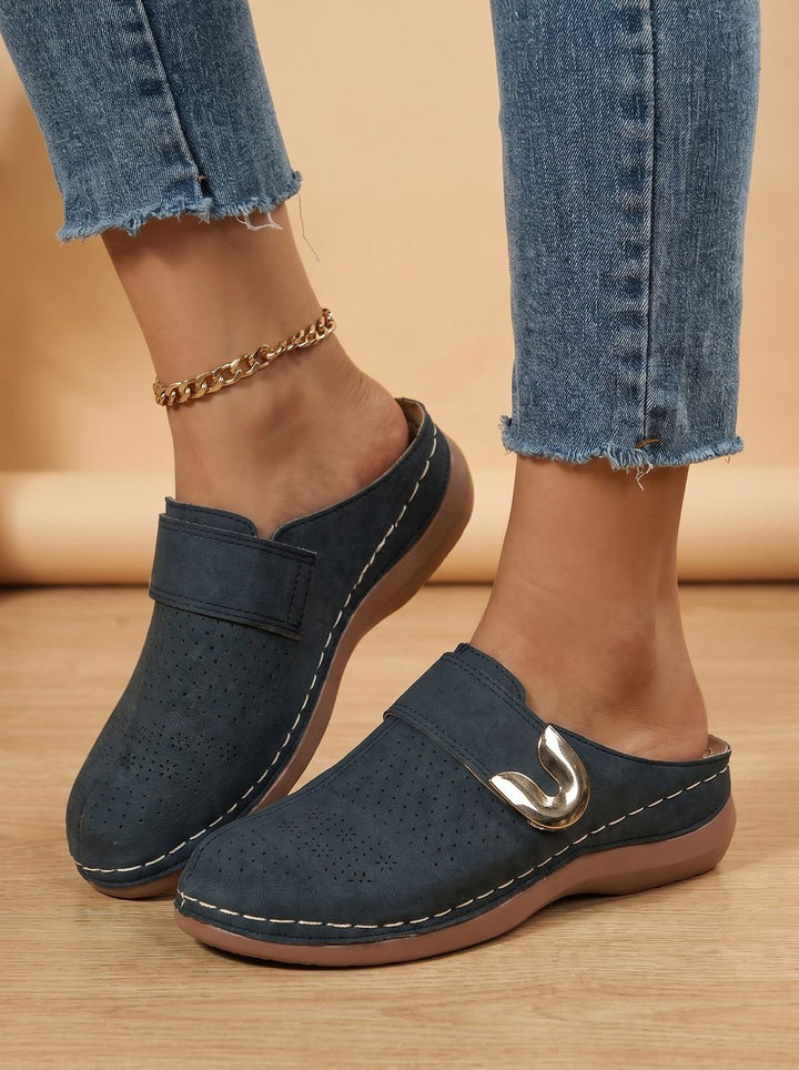 Women's Orthopedic Velcro Slip-On Mule Clogs Honeycomb Texture - Blue