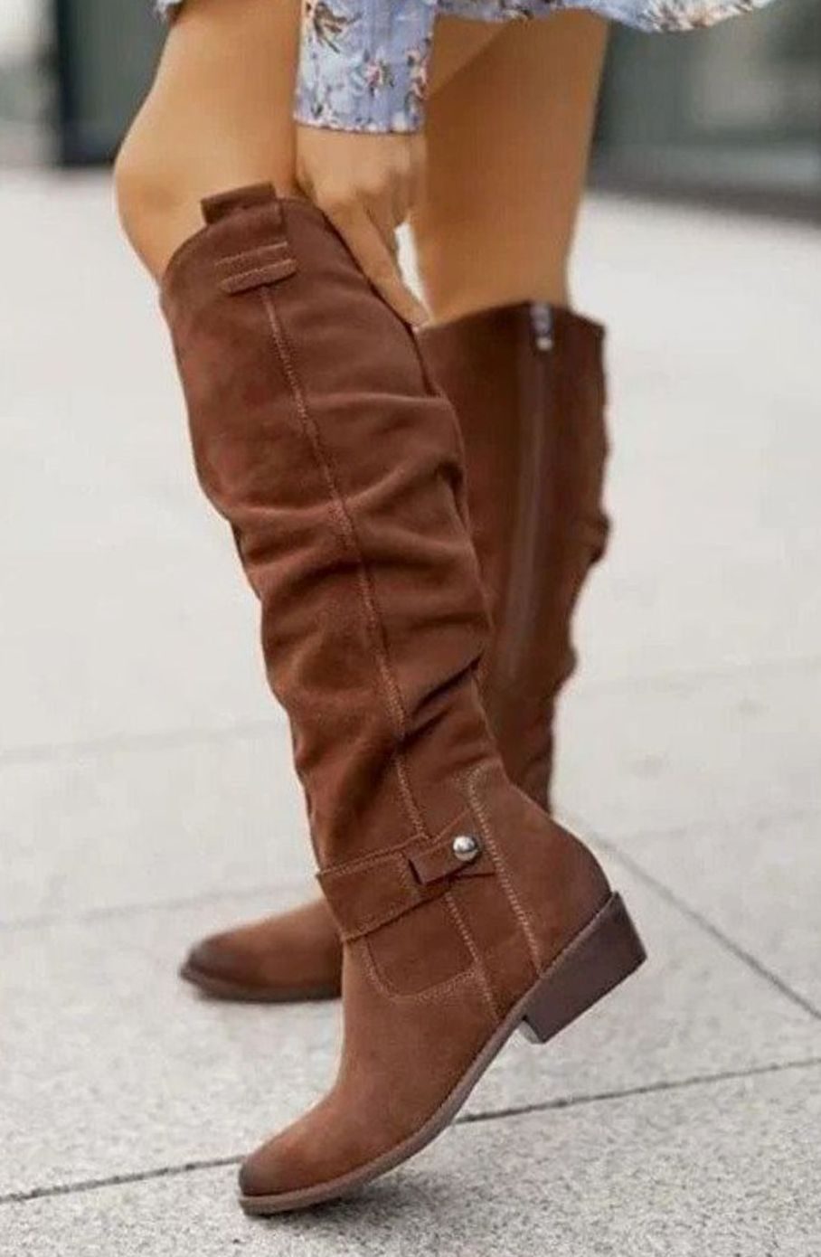 Women's Over-the-Knee Suede-Look Slouch Fashion Boots - Brown