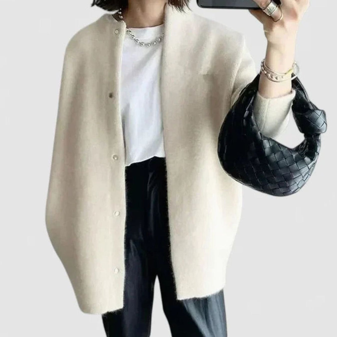 Women's Oversized Button-Front Knit Cardigan Sweater, Camel