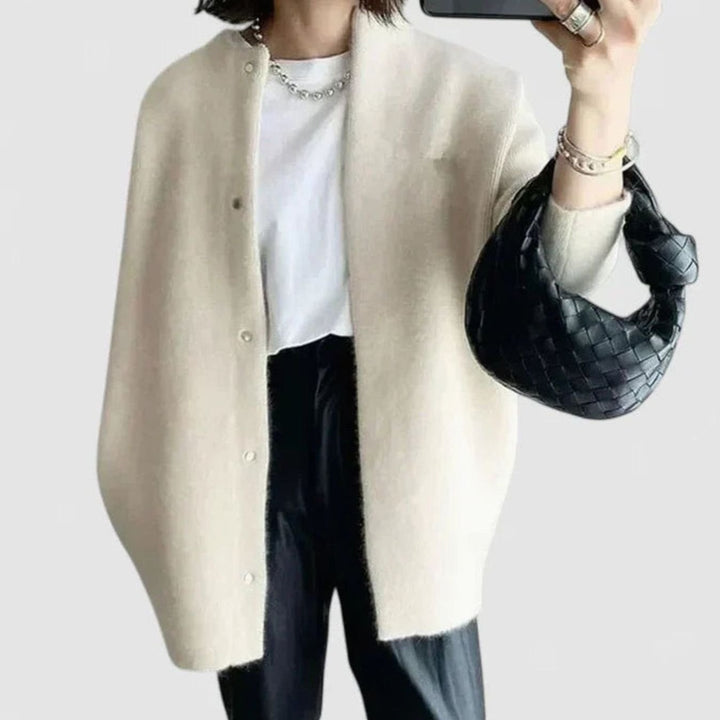 Women's Oversized Button-Front Knit Cardigan Sweater, Camel
