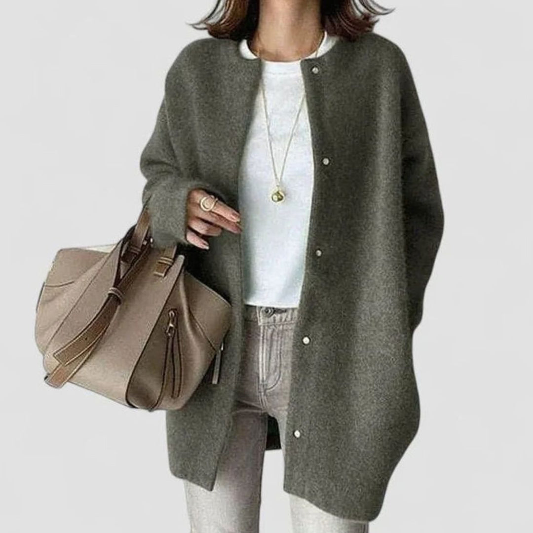 Women's Oversized Button-Front Knit Cardigan Sweater, Camel - Green