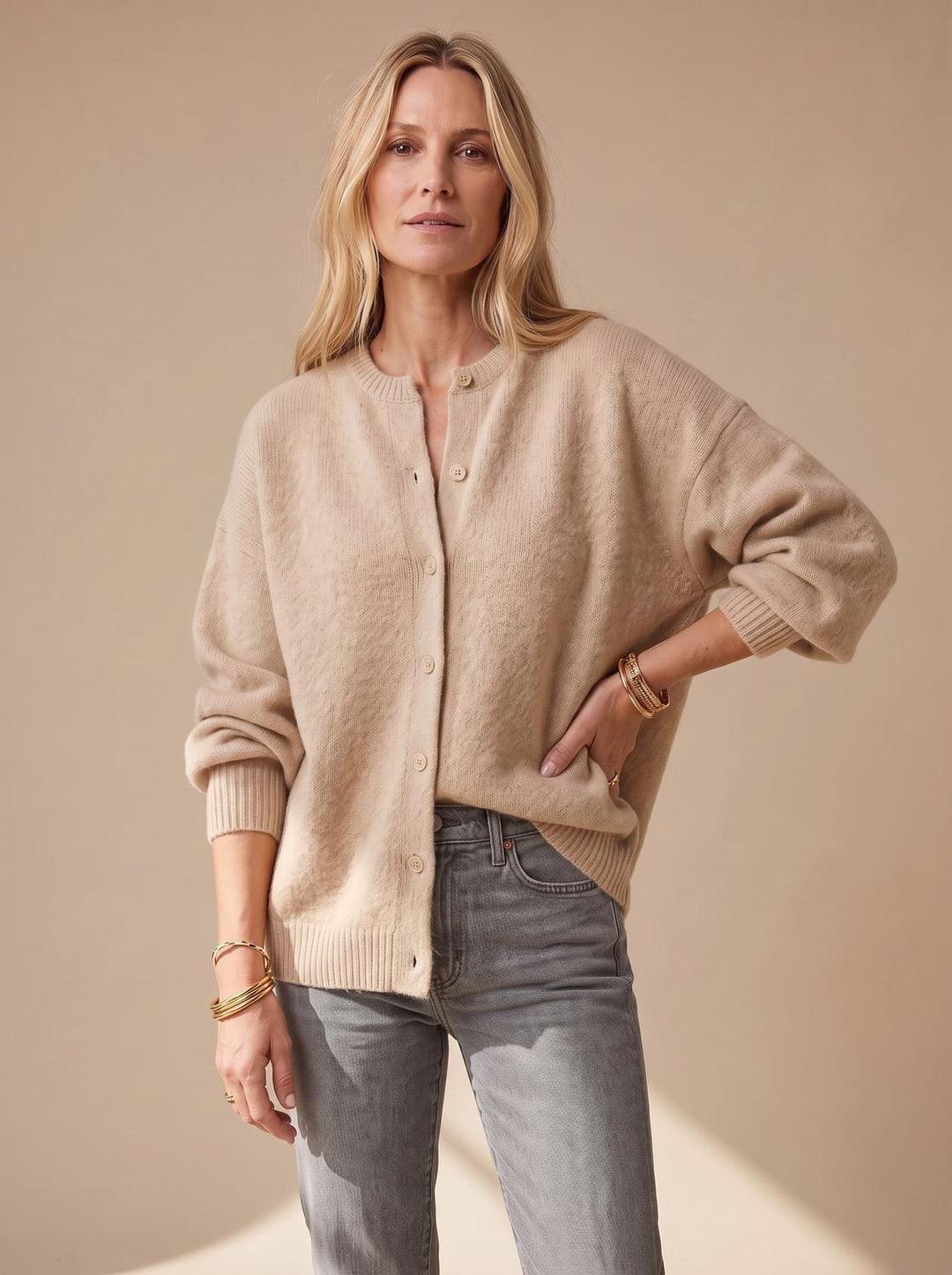 Women's Oversized Button-Up Knit Cardigan Sweater