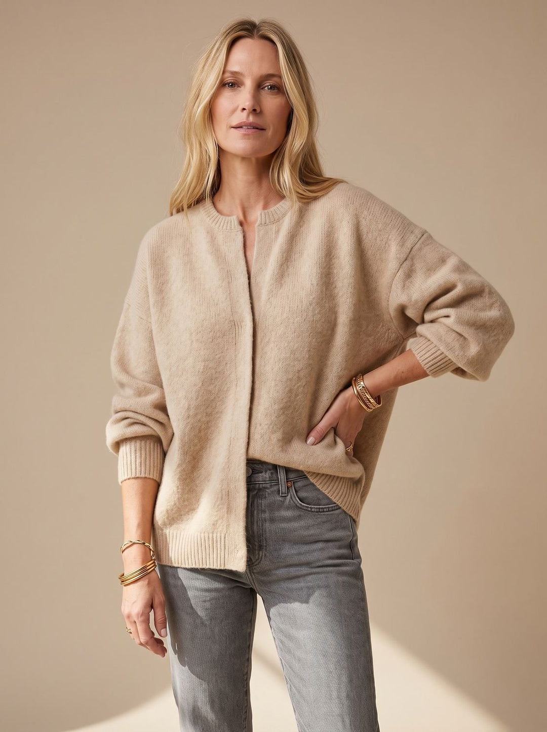 Women's Oversized Button-Up Knit Cardigan Sweater