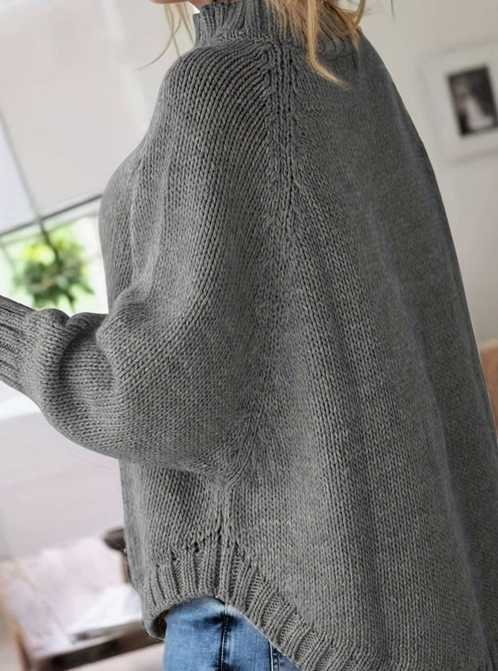Women's Oversized Cable Knit High-Neck Sweater
