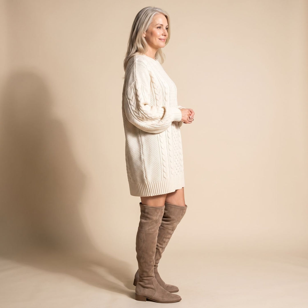 Women's Oversized Cable Knit Sweater Dress Long Sleeve