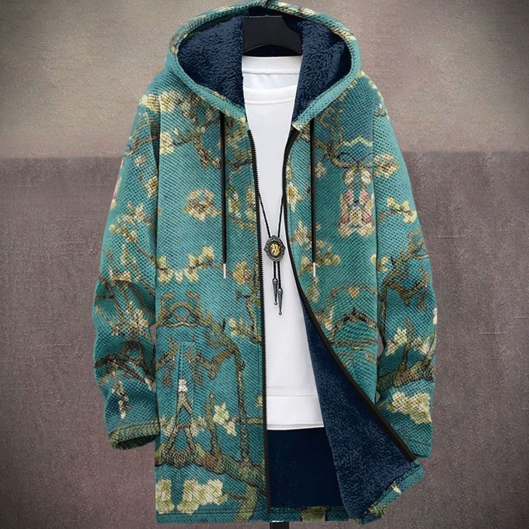 Women's Oversized Chunky Knit Fleece-Lined Zip-Up Hooded Cardigan - Multicolor