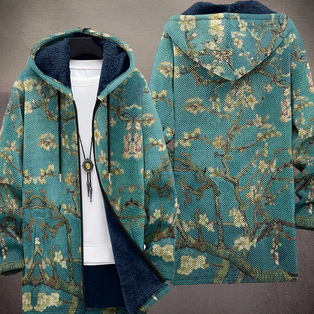 Women's Oversized Chunky Knit Fleece-Lined Zip-Up Hooded Cardigan