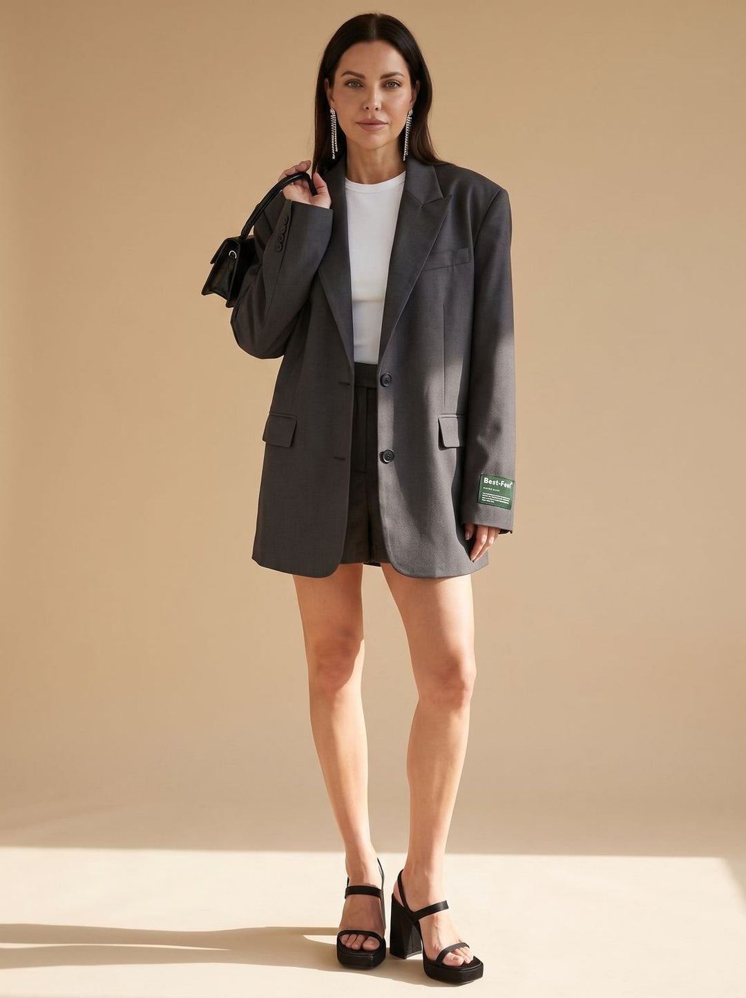 Women's Oversized Classic Notch-Lapel Tailored Blazer