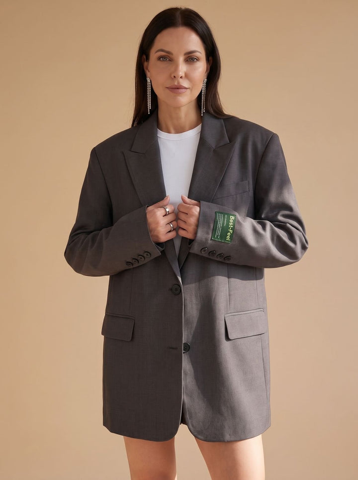 Women's Oversized Classic Notch-Lapel Tailored Blazer