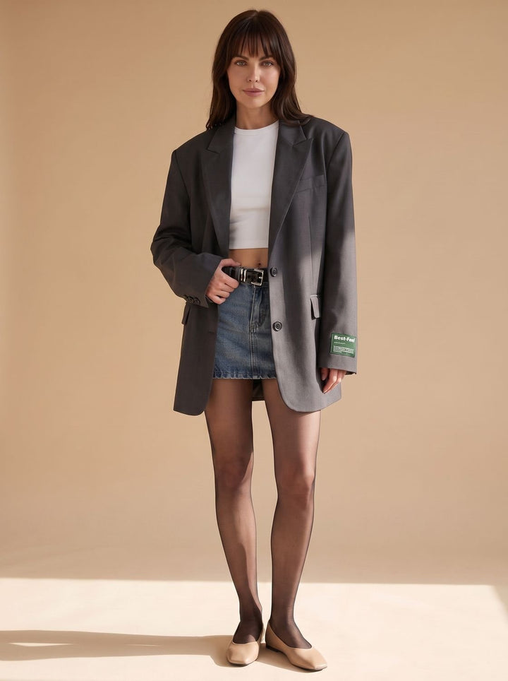 Women's Oversized Classic Notch-Lapel Tailored Blazer