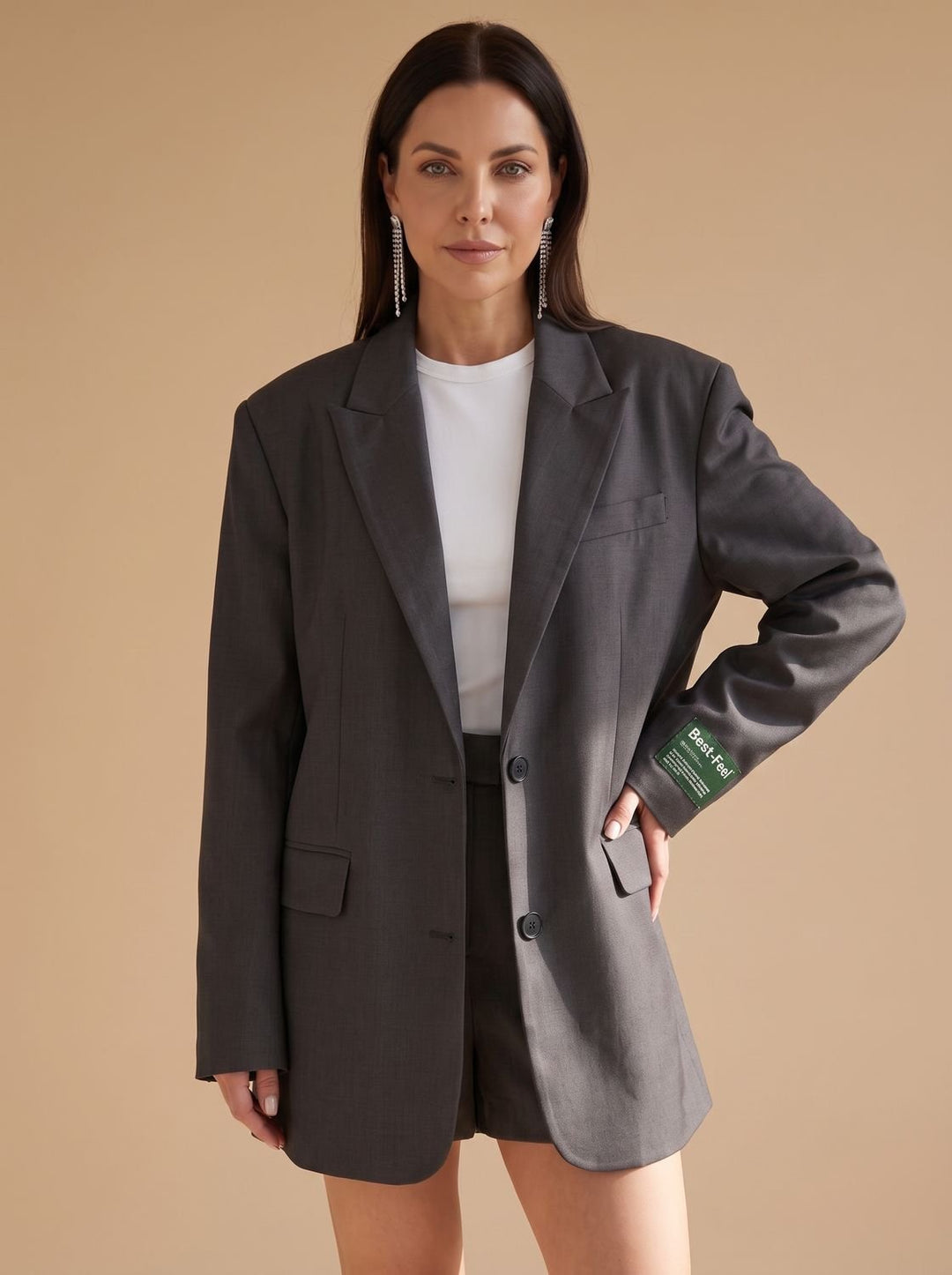 Women's Oversized Classic Notch-Lapel Tailored Blazer
