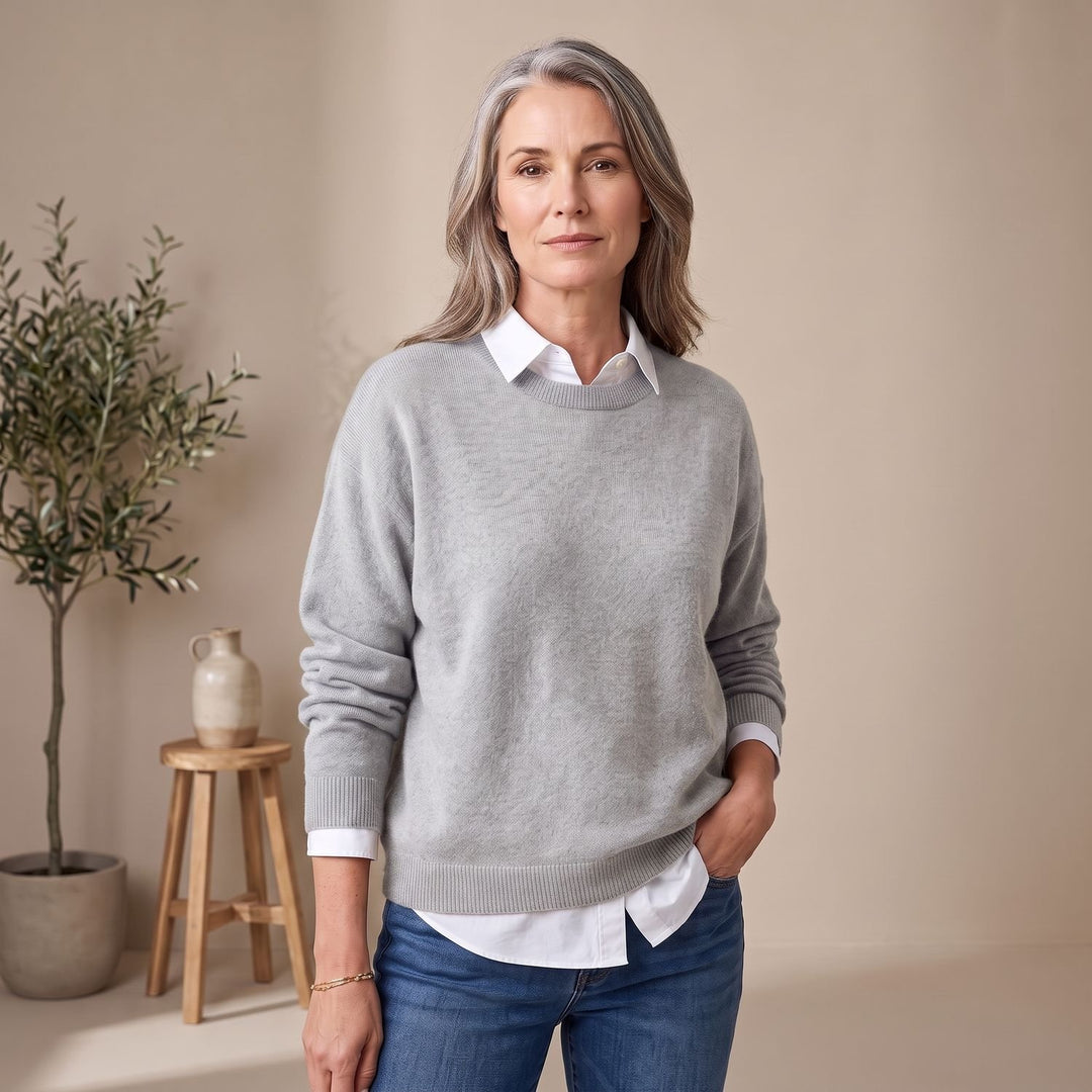 Women's Oversized Crew-Neck Knit Pullover Sweater