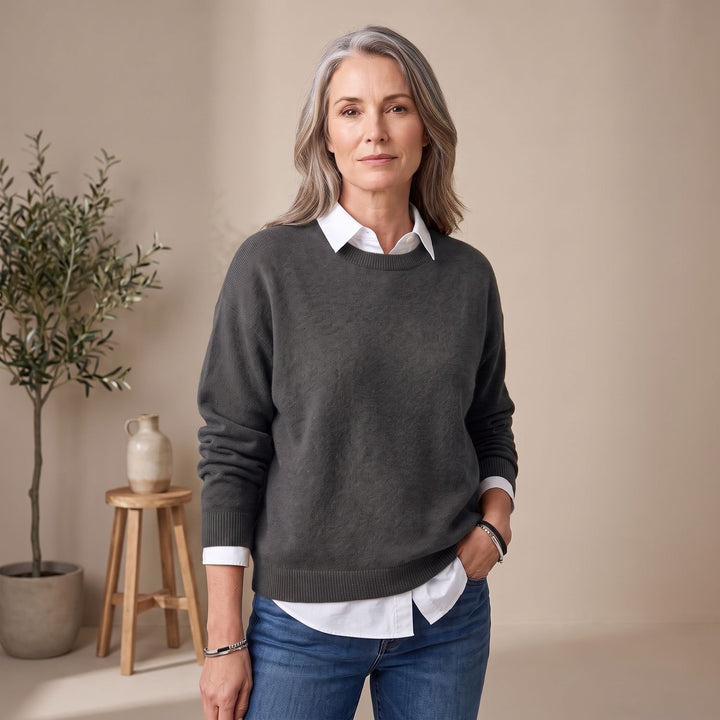 Women's Oversized Crew-Neck Knit Pullover Sweater