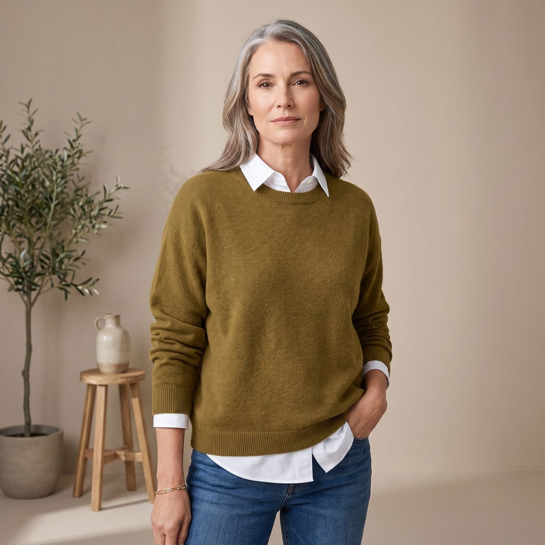 Women's Oversized Crew-Neck Knit Pullover Sweater