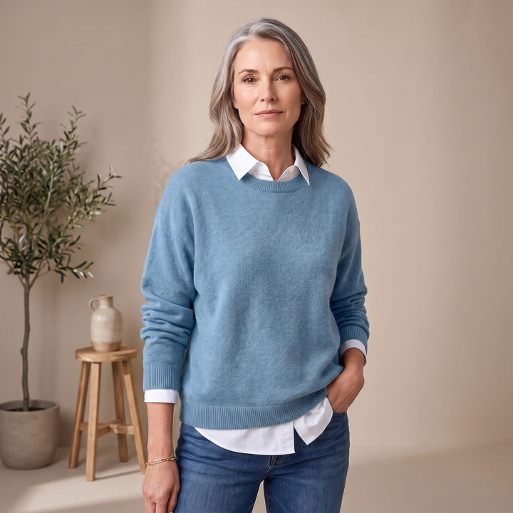 Women's Oversized Crew-Neck Knit Pullover Sweater