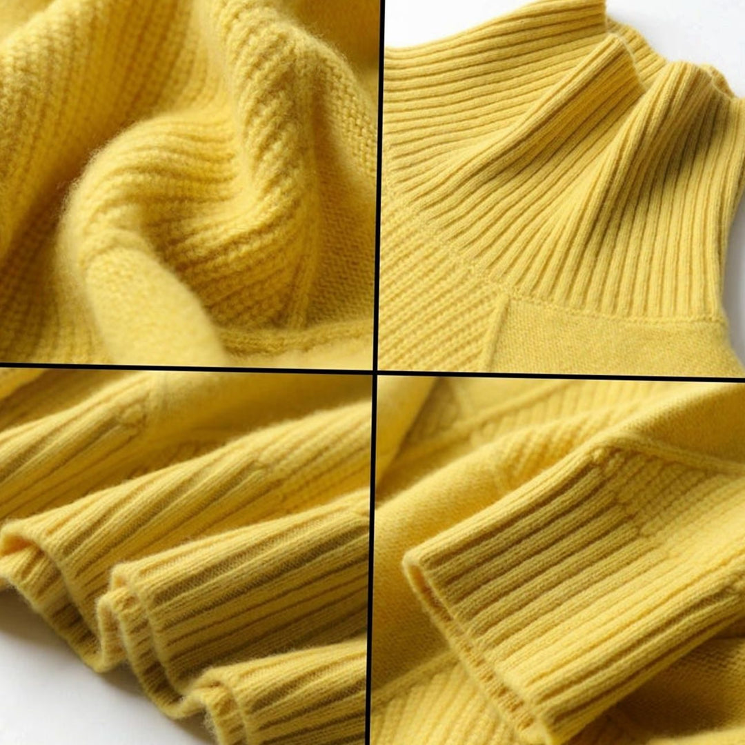 Women's Oversized Diamond-Texture Turtleneck Knit Sweater