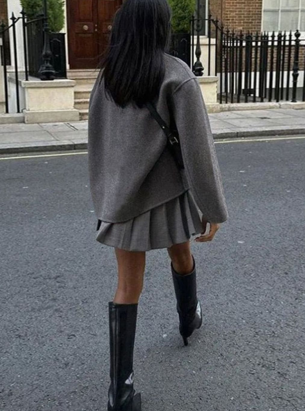 Women's Oversized Double-Breasted Coat Tailored Wool-Look Jacket