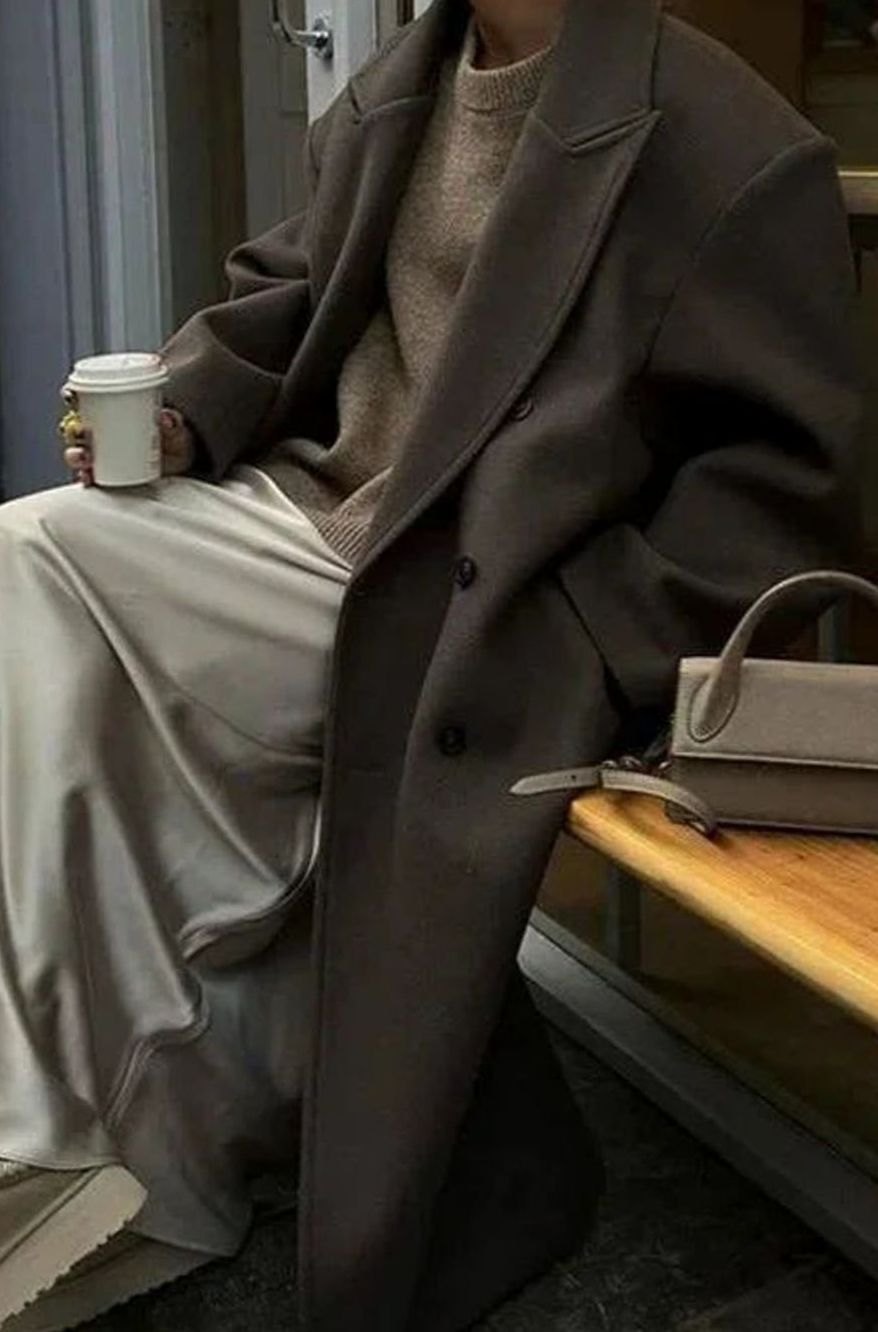 Women's Oversized Double-Breasted Long Winter Coat