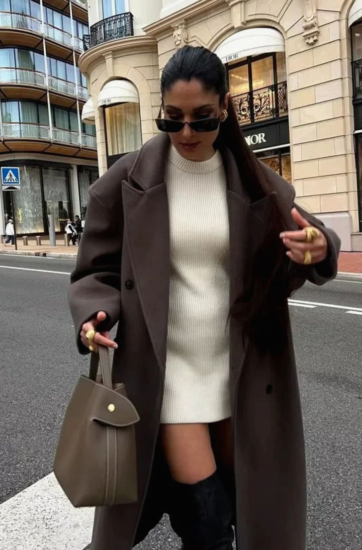 Women's Oversized Double-Breasted Long Winter Coat