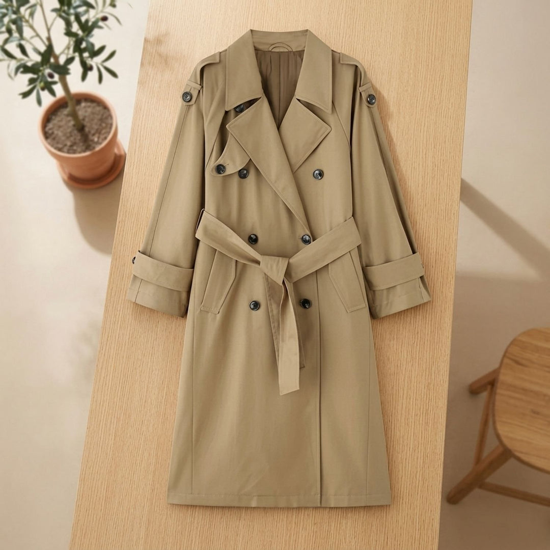 Women's Oversized Double-Breasted Longline Trench Coat