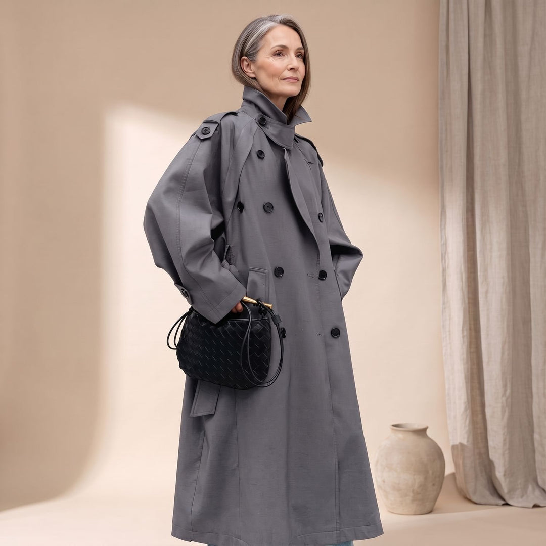 Women's Oversized Double-Breasted Longline Trench Coat