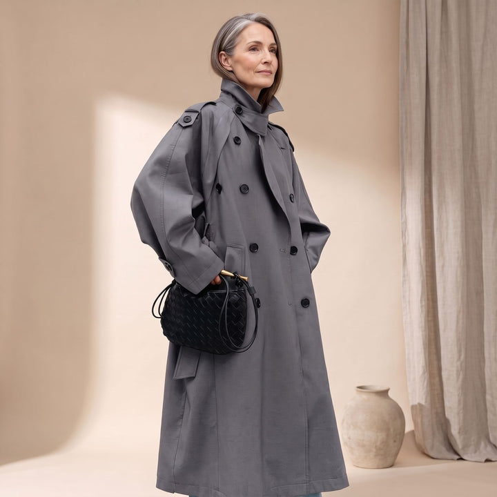 Women's Oversized Double-Breasted Longline Trench Coat
